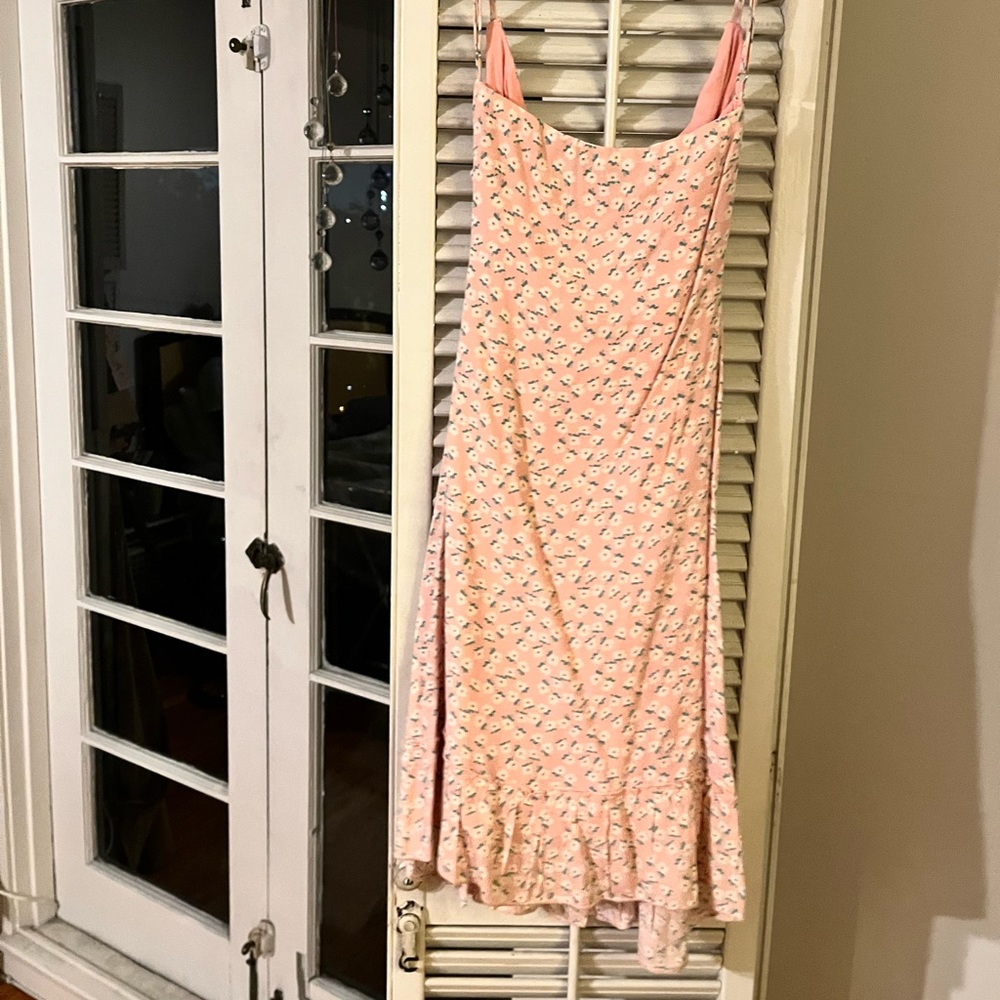 Pink Floral Tie Front Mini Dress